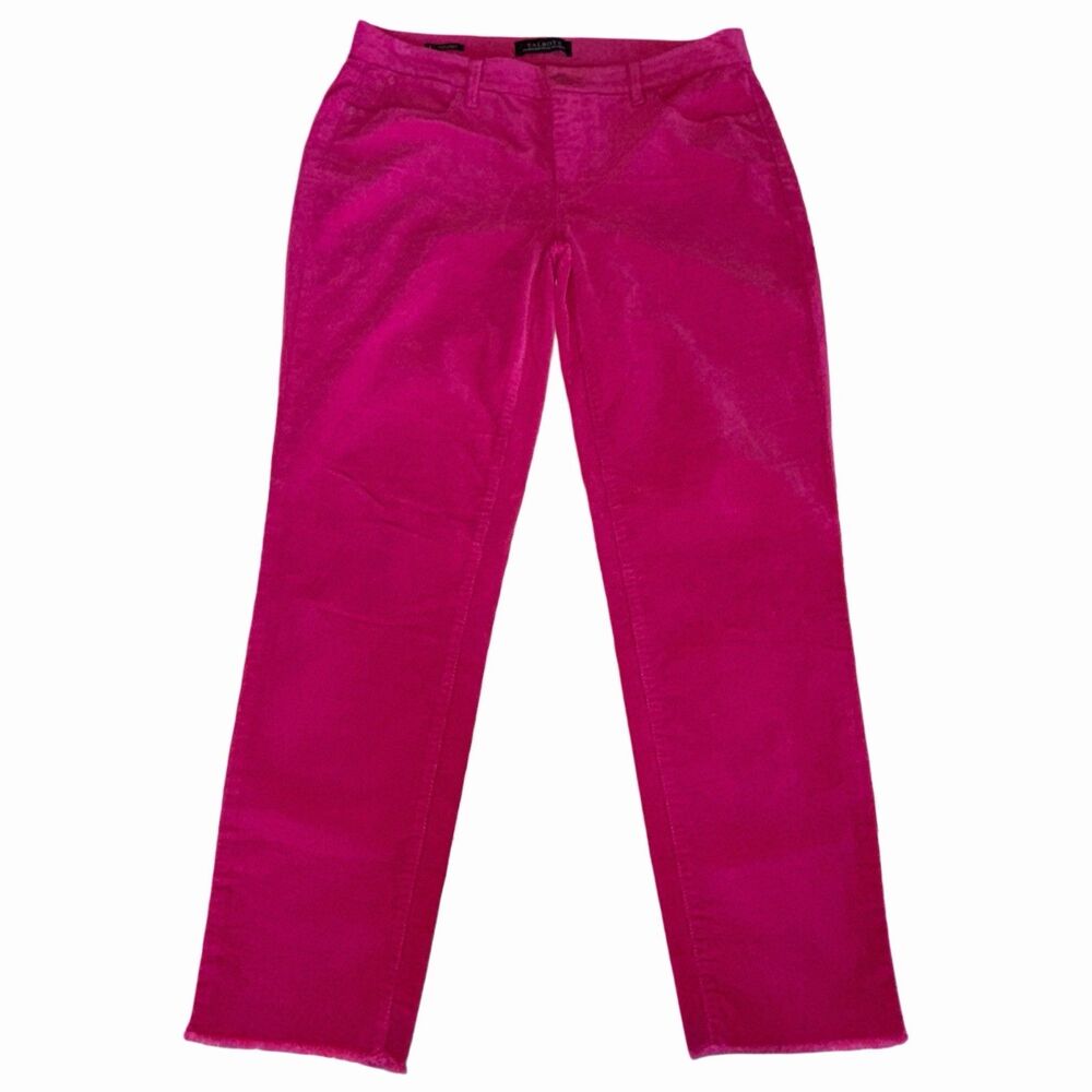 Talbots Women's Hot Pink Corduroy Slim Ankle Frayed Hem Pants Size 4